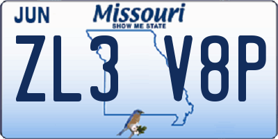 MO license plate ZL3V8P