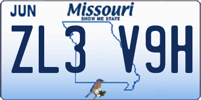 MO license plate ZL3V9H