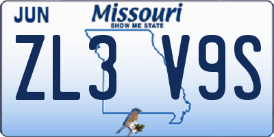 MO license plate ZL3V9S