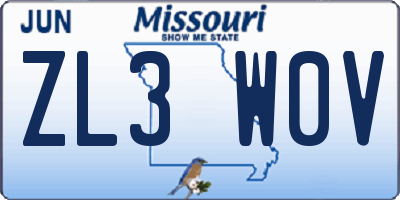 MO license plate ZL3W0V