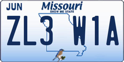 MO license plate ZL3W1A