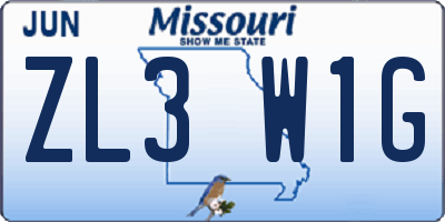 MO license plate ZL3W1G
