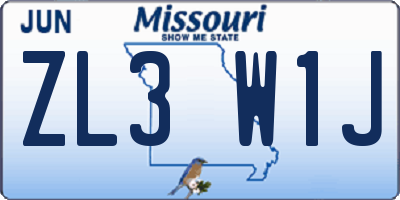 MO license plate ZL3W1J