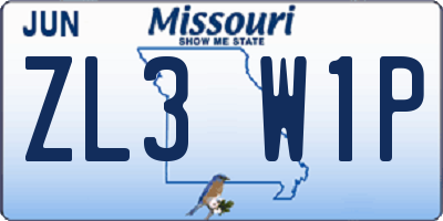 MO license plate ZL3W1P