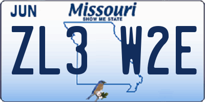 MO license plate ZL3W2E