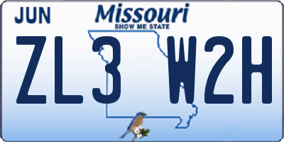 MO license plate ZL3W2H
