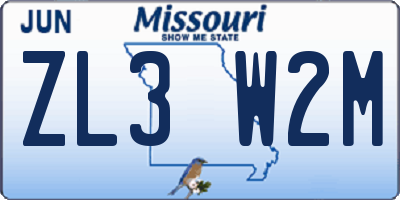 MO license plate ZL3W2M
