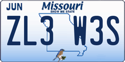 MO license plate ZL3W3S