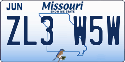 MO license plate ZL3W5W