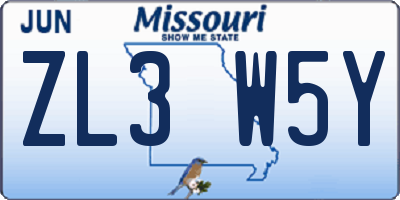 MO license plate ZL3W5Y