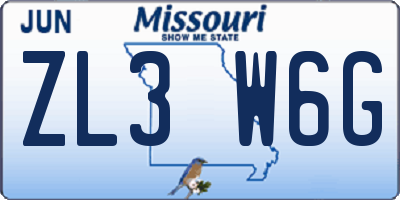 MO license plate ZL3W6G