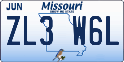 MO license plate ZL3W6L