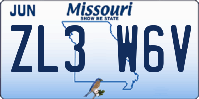 MO license plate ZL3W6V