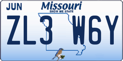 MO license plate ZL3W6Y