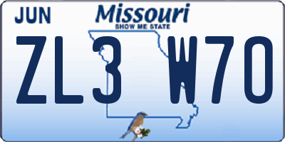 MO license plate ZL3W7O