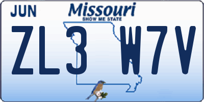 MO license plate ZL3W7V