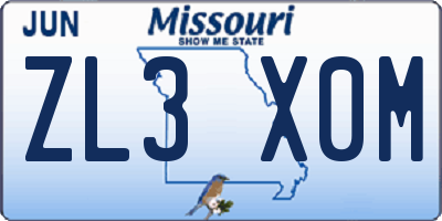 MO license plate ZL3X0M