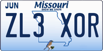 MO license plate ZL3X0R