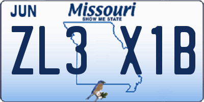 MO license plate ZL3X1B