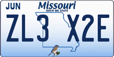 MO license plate ZL3X2E