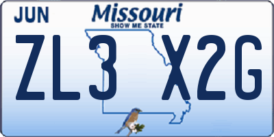 MO license plate ZL3X2G