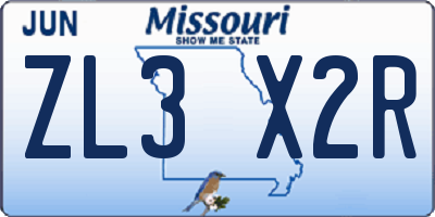 MO license plate ZL3X2R