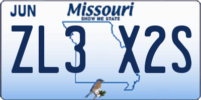MO license plate ZL3X2S