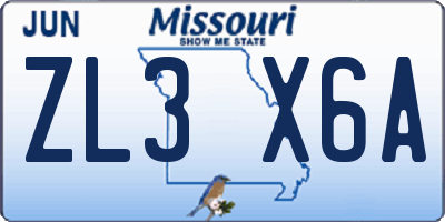 MO license plate ZL3X6A