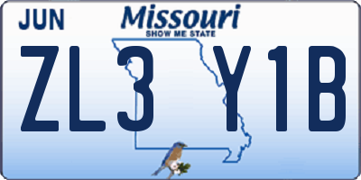 MO license plate ZL3Y1B