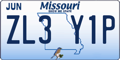 MO license plate ZL3Y1P