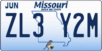MO license plate ZL3Y2M