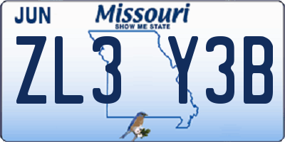 MO license plate ZL3Y3B