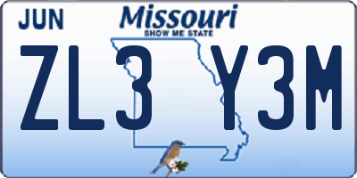 MO license plate ZL3Y3M