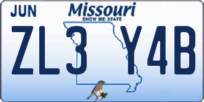 MO license plate ZL3Y4B