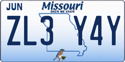 MO license plate ZL3Y4Y