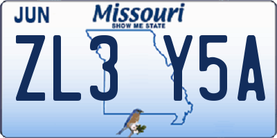 MO license plate ZL3Y5A