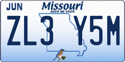 MO license plate ZL3Y5M