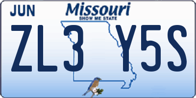 MO license plate ZL3Y5S