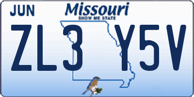 MO license plate ZL3Y5V