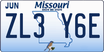 MO license plate ZL3Y6E
