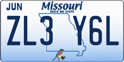 MO license plate ZL3Y6L