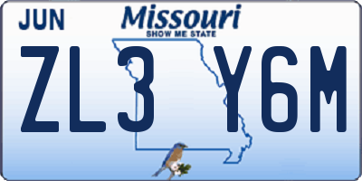 MO license plate ZL3Y6M