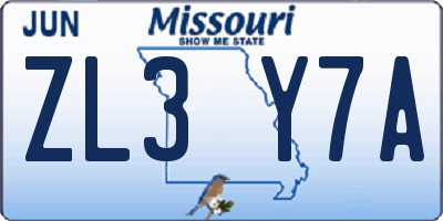 MO license plate ZL3Y7A