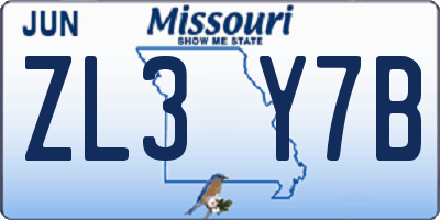 MO license plate ZL3Y7B