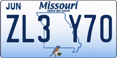 MO license plate ZL3Y7O