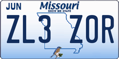 MO license plate ZL3Z0R