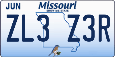 MO license plate ZL3Z3R