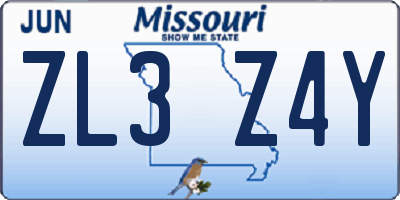 MO license plate ZL3Z4Y