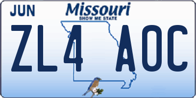 MO license plate ZL4A0C