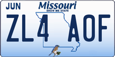 MO license plate ZL4A0F
